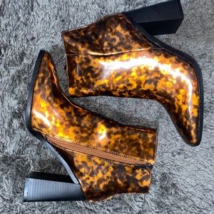 Tortoise Faux Leather Ankle Boots